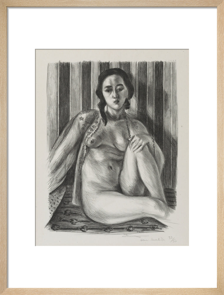 Seated nude woman, with tulle blouse