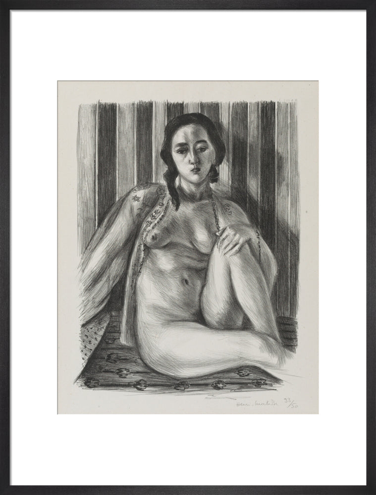 Seated nude woman, with tulle blouse