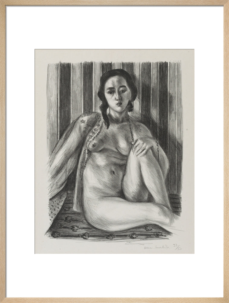 Seated nude woman, with tulle blouse