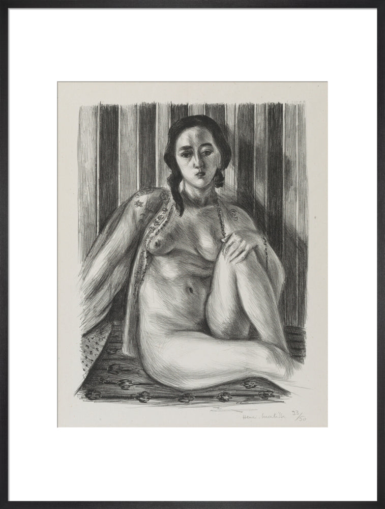 Seated nude woman, with tulle blouse