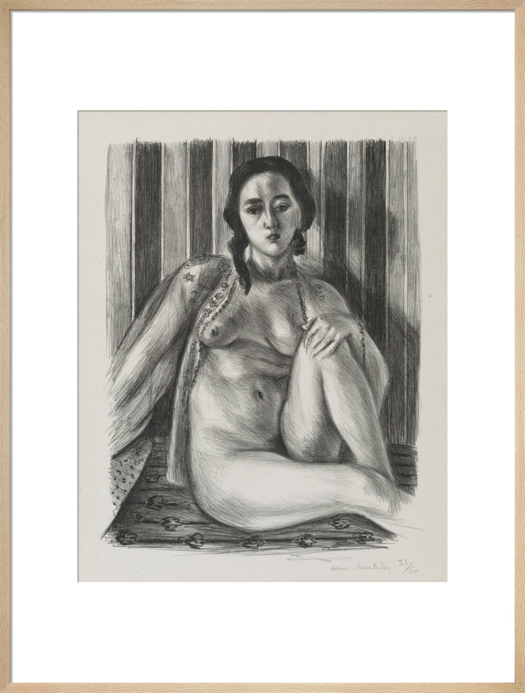 Seated nude woman, with tulle blouse