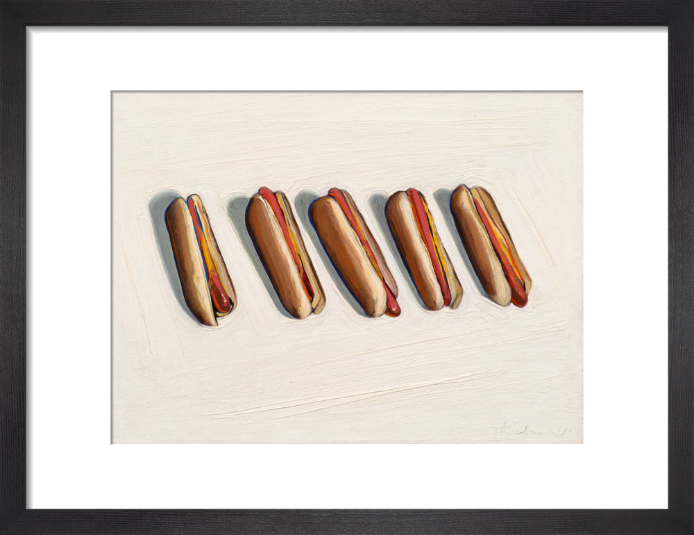 Five Hot Dogs (art print, small, black)
