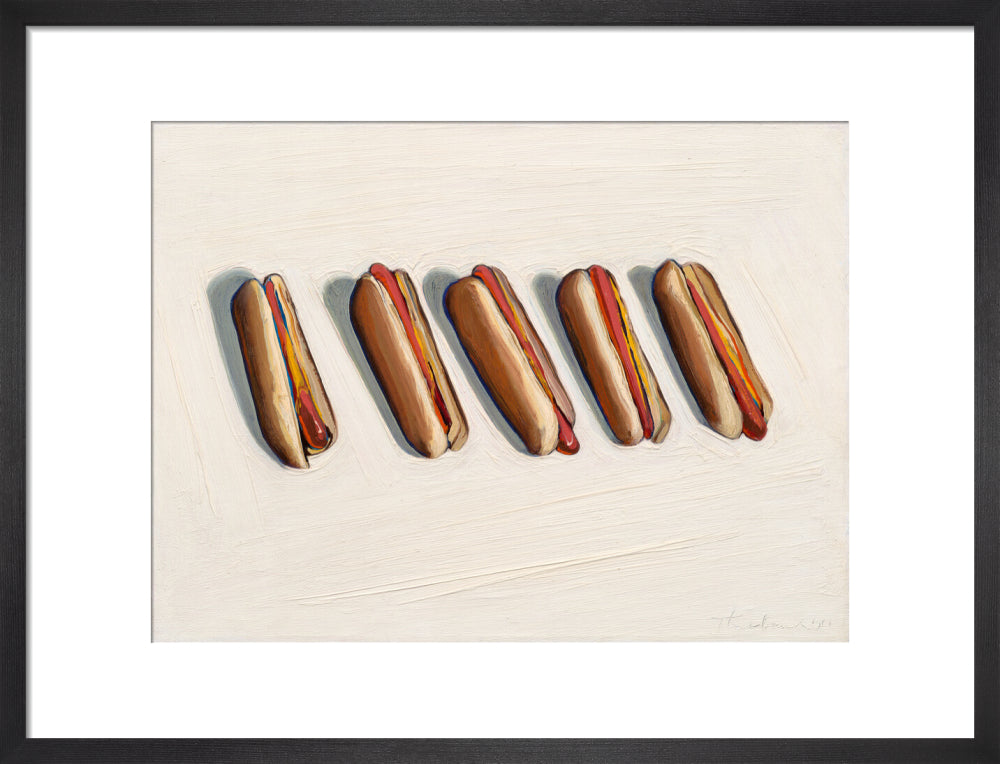 Five Hot Dogs (art print, medium, black)