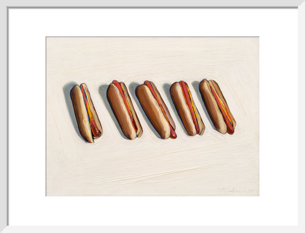 Five Hot Dogs (art print, medium, white)