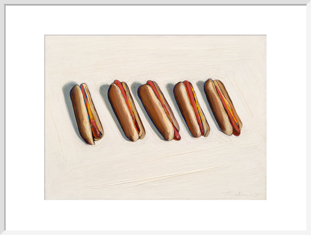 Five Hot Dogs (art print, extra large, white)