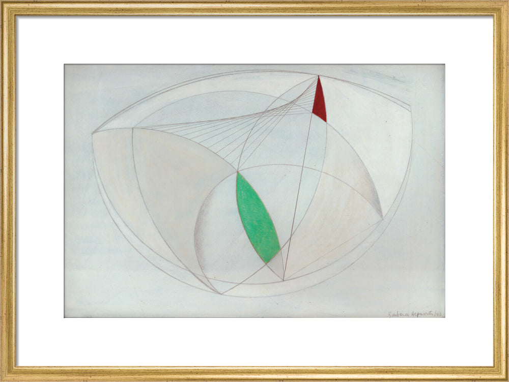 Curved Forms with Green (art print, medium, gold)