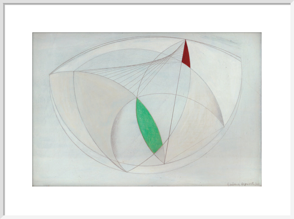 Curved Forms with Green (art print, large, white)