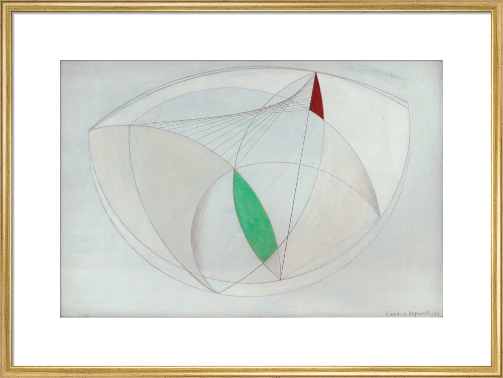 Curved Forms with Green (art print, large, gold)