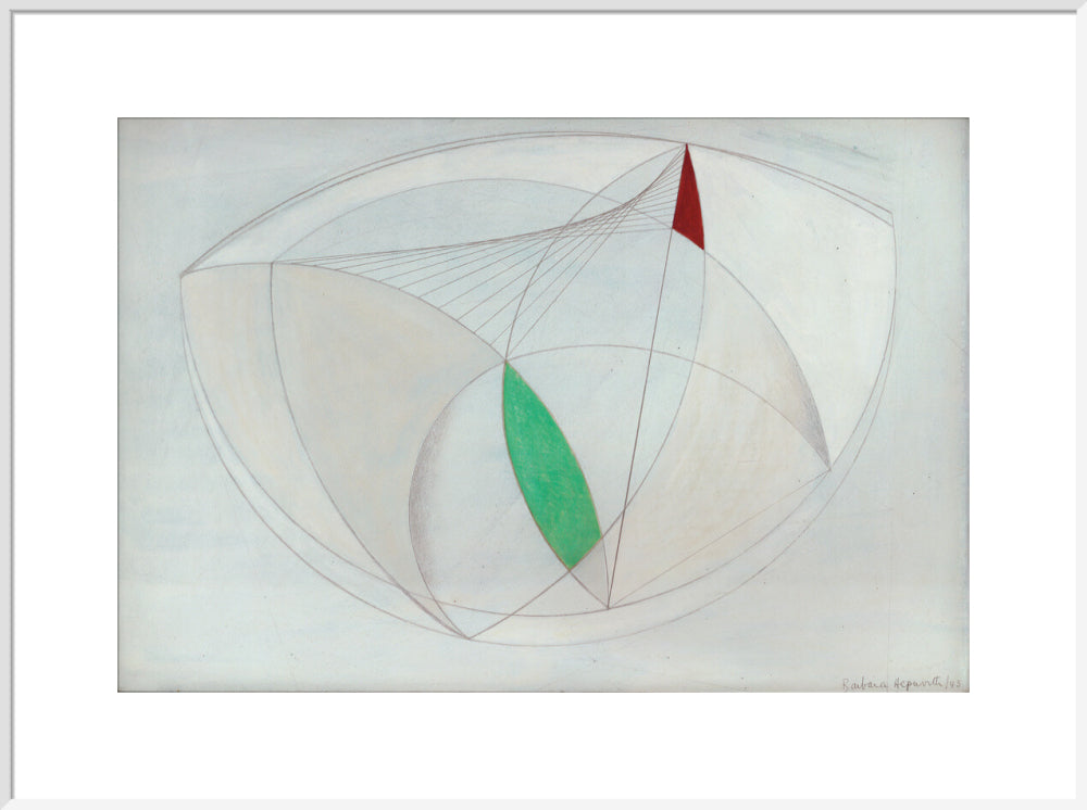Curved Forms with Green (art print, extra large, white)