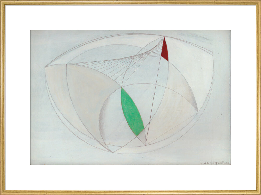 Curved Forms with Green (art print, extra large, gold)
