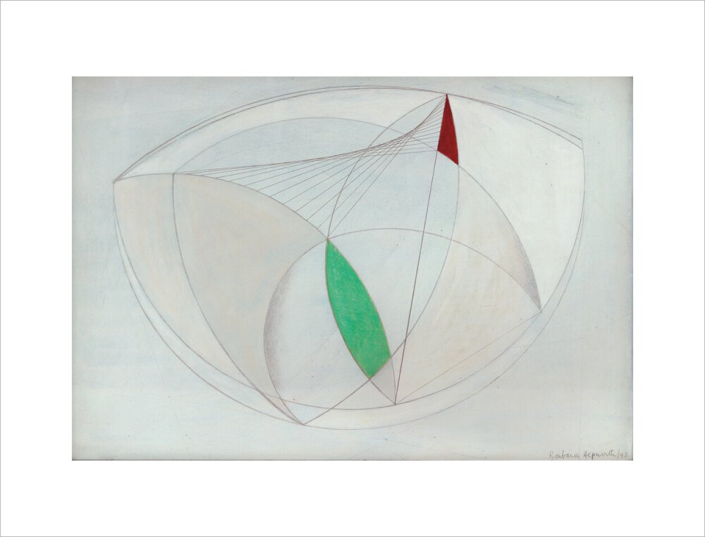 Curved Forms with Green (art print, large, unframed)