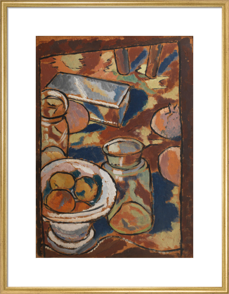 Still Life with Glass Jar and Silver Box (art print, large, gold)