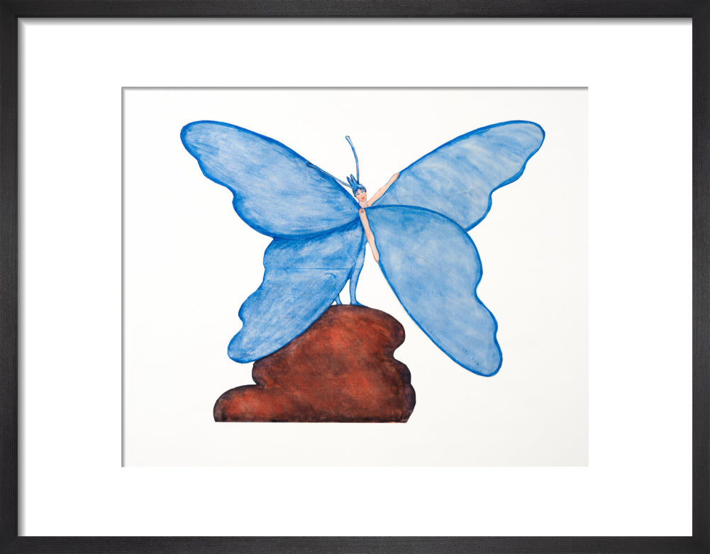 Toy design – Blue Butterfly Dance (art print, small, black)