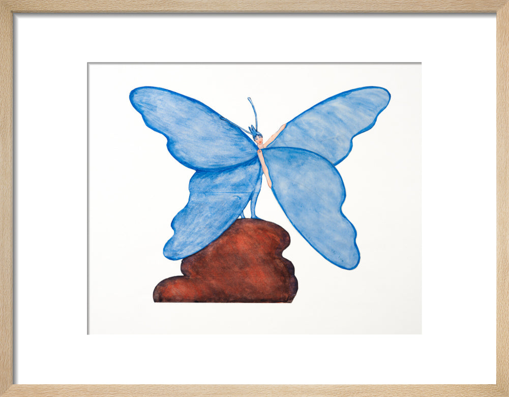 Toy design – Blue Butterfly Dance (art print, small, natural)