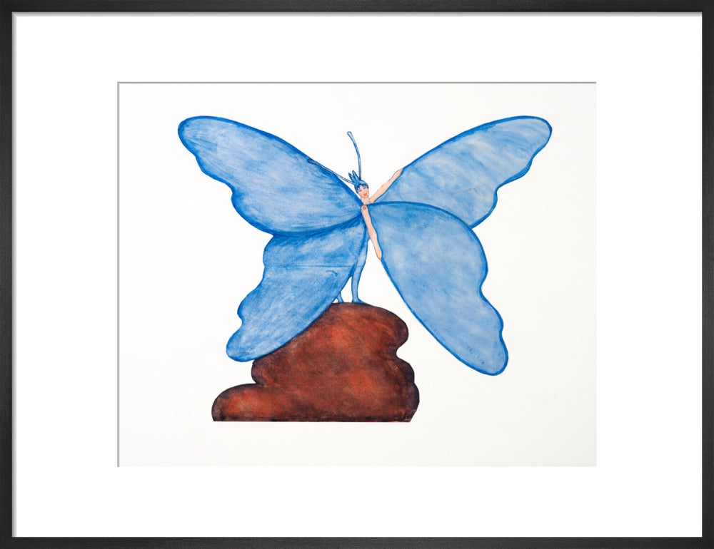 Toy design – Blue Butterfly Dance (art print, medium, black)