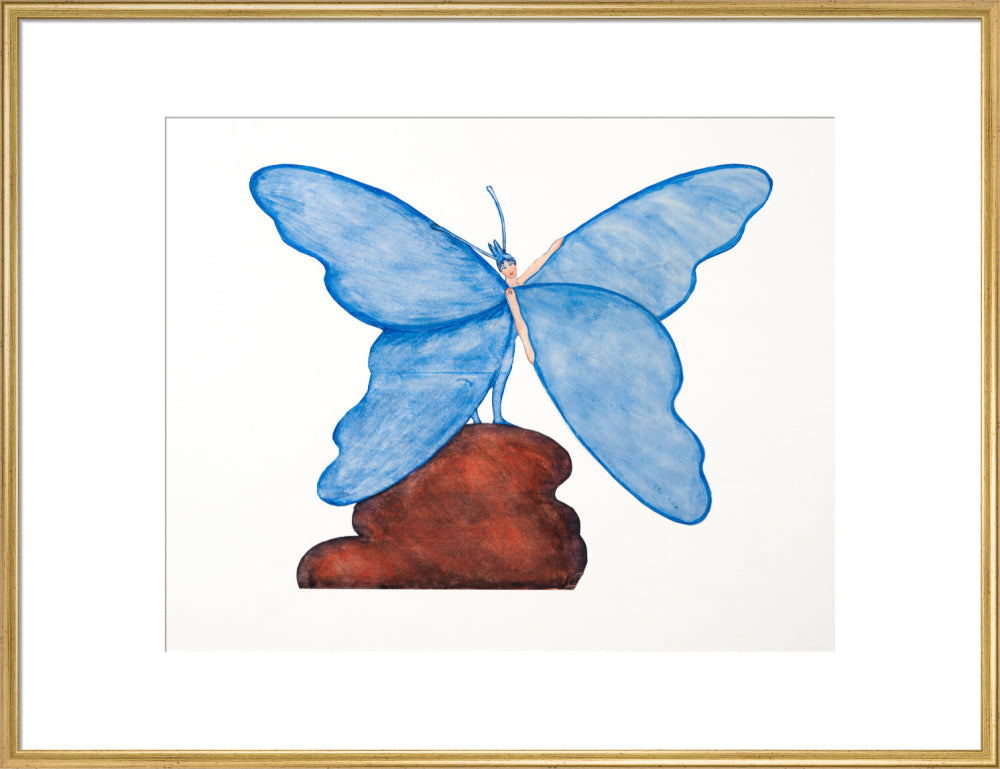 Toy design – Blue Butterfly Dance (art print, extra large, gold)