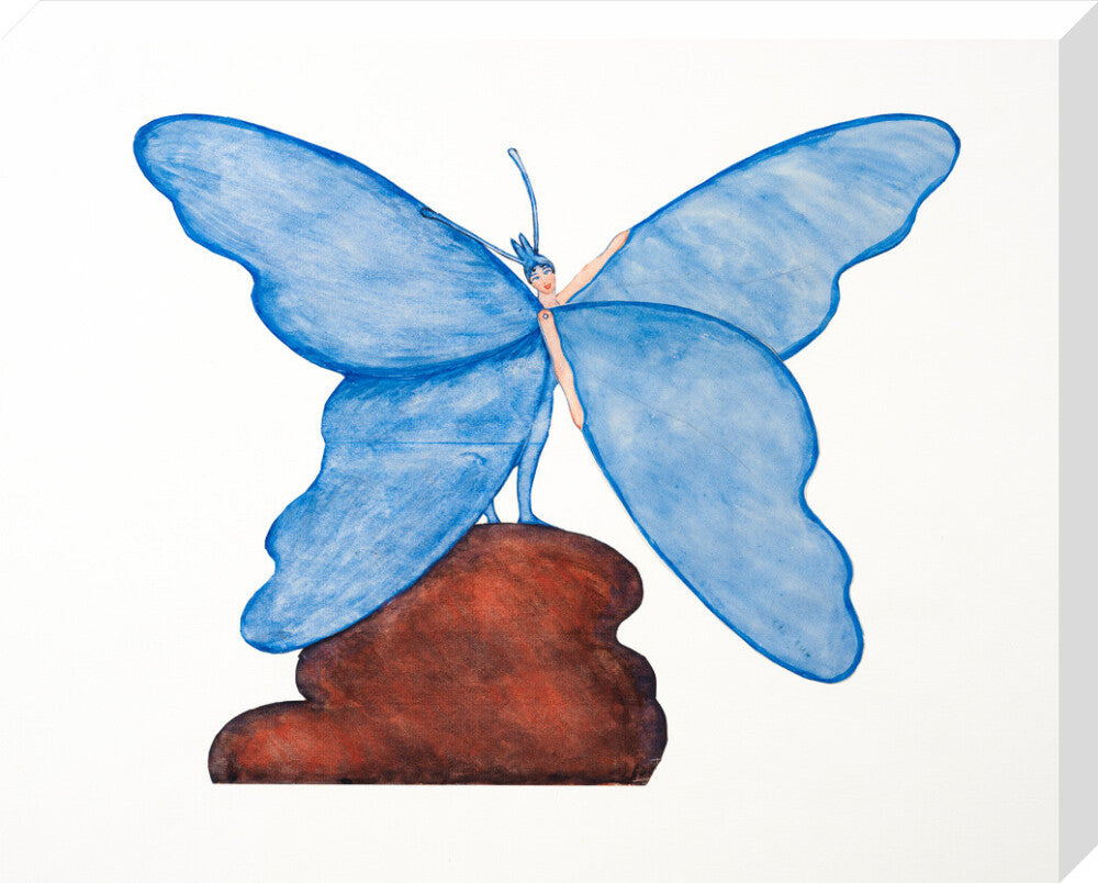 Toy design – Blue Butterfly Dance (stretched canvas, large, unframed)