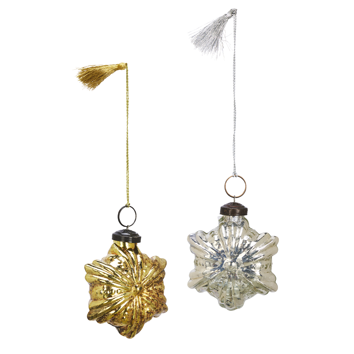 Star Ornament Silver and Gold Glass