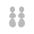 Triple Glitter Drop Earrings Silver