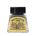 Winsor & Newton ink bottle with black cap on a white background