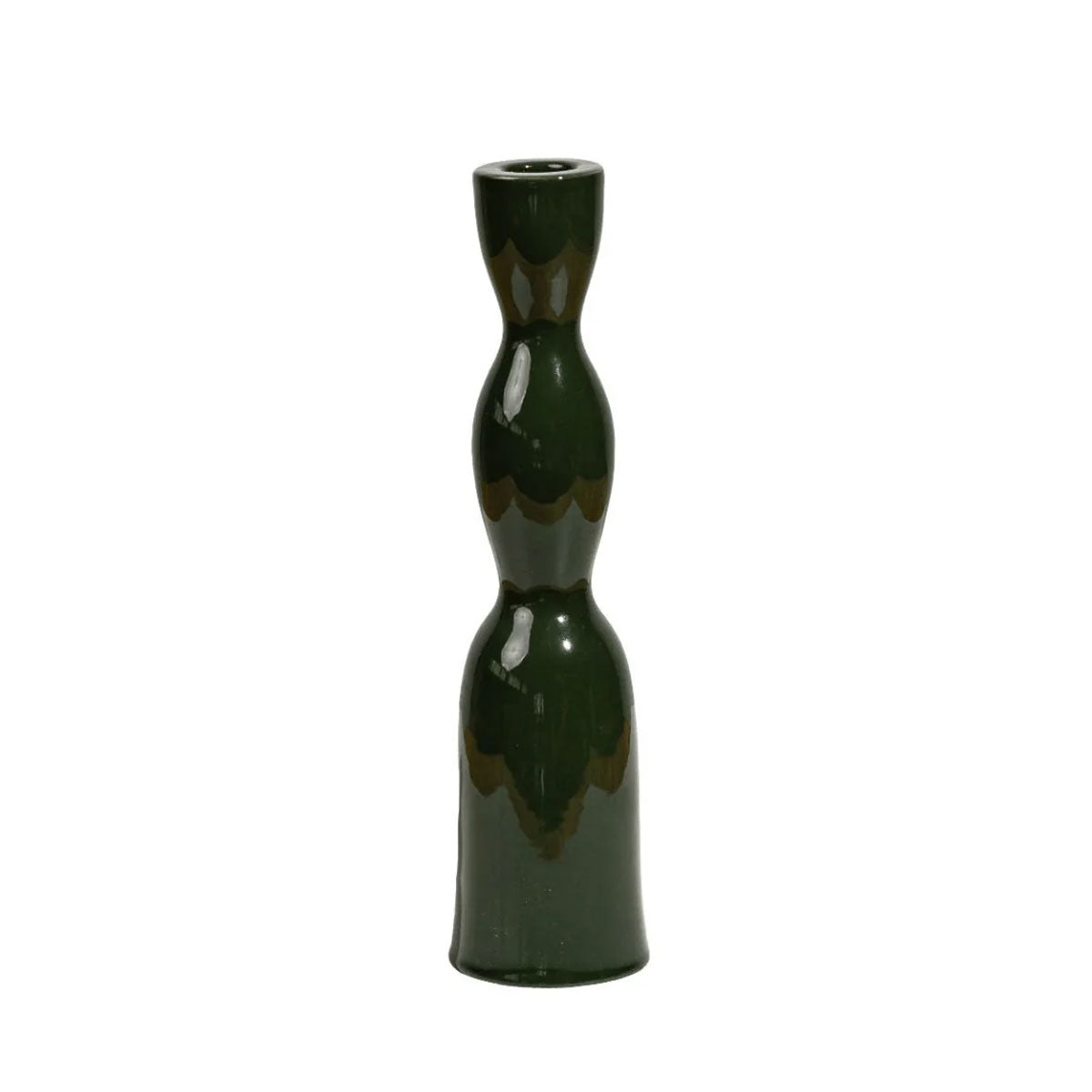 Candleholder Tall Wave Dark Green