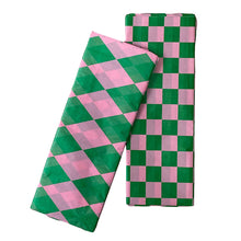 Load image into Gallery viewer, Tissue Paper Pack Green &amp; Pink Diamond &amp; Check
