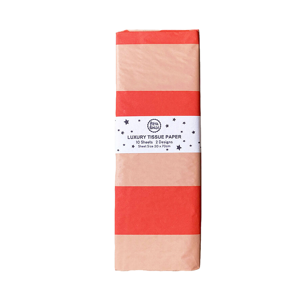 Tissue Paper Pack Orange & Peach Diamond & Stripe