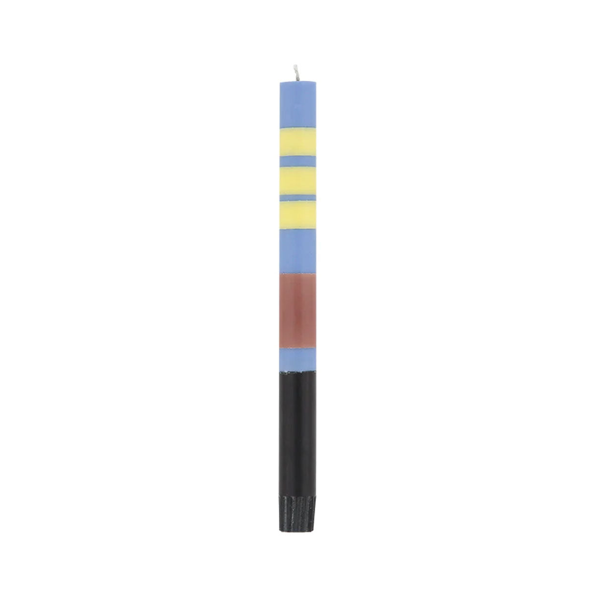 Striped Light Blue Yellow Dinner Candle