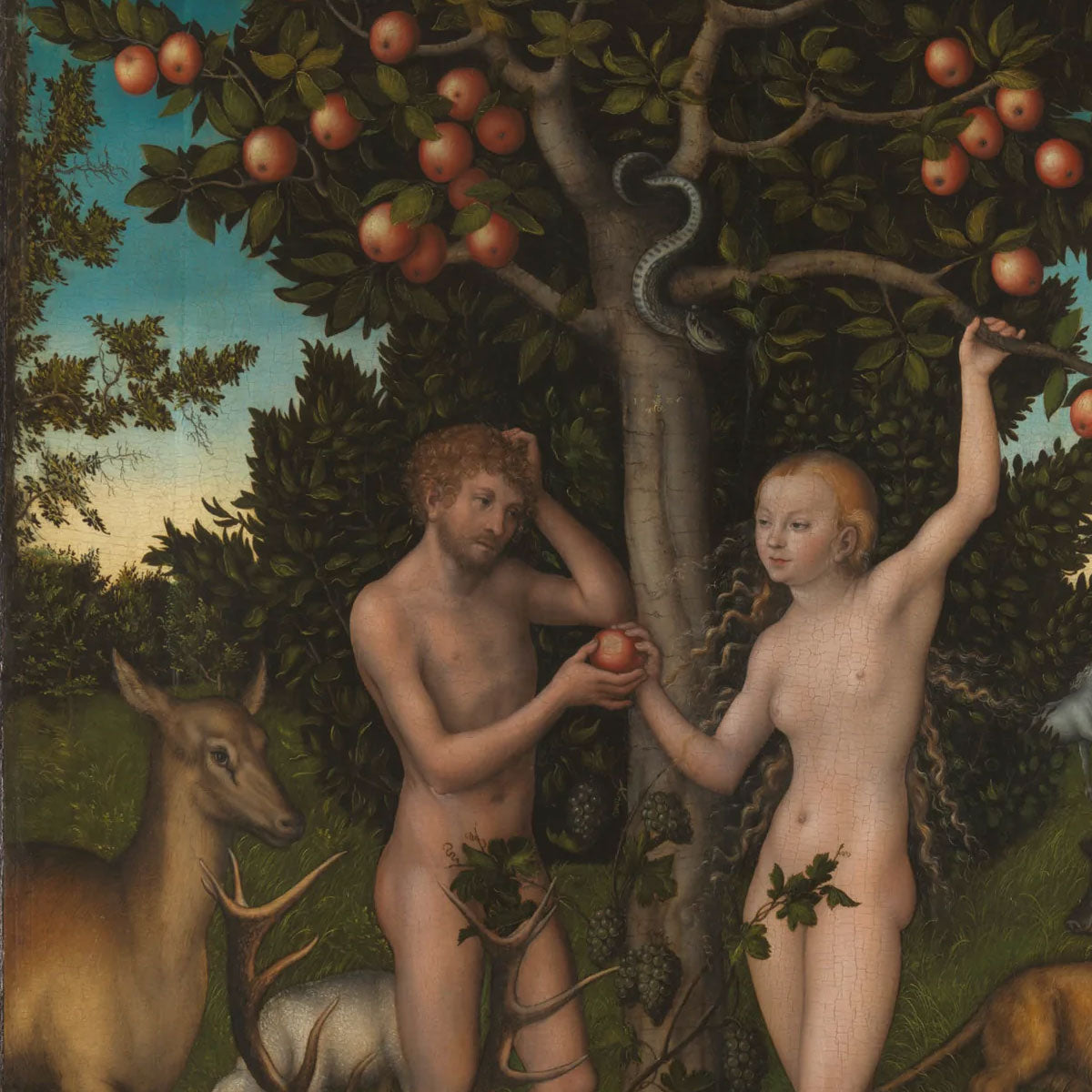 Print Board Lucas Cranach the Elder, Adam and Eve