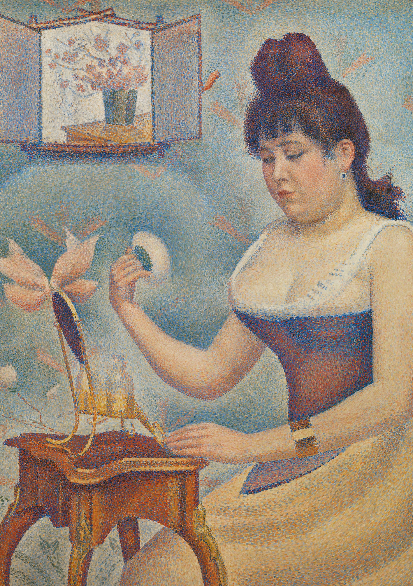 Seurat Woman Powdering Greetings Card