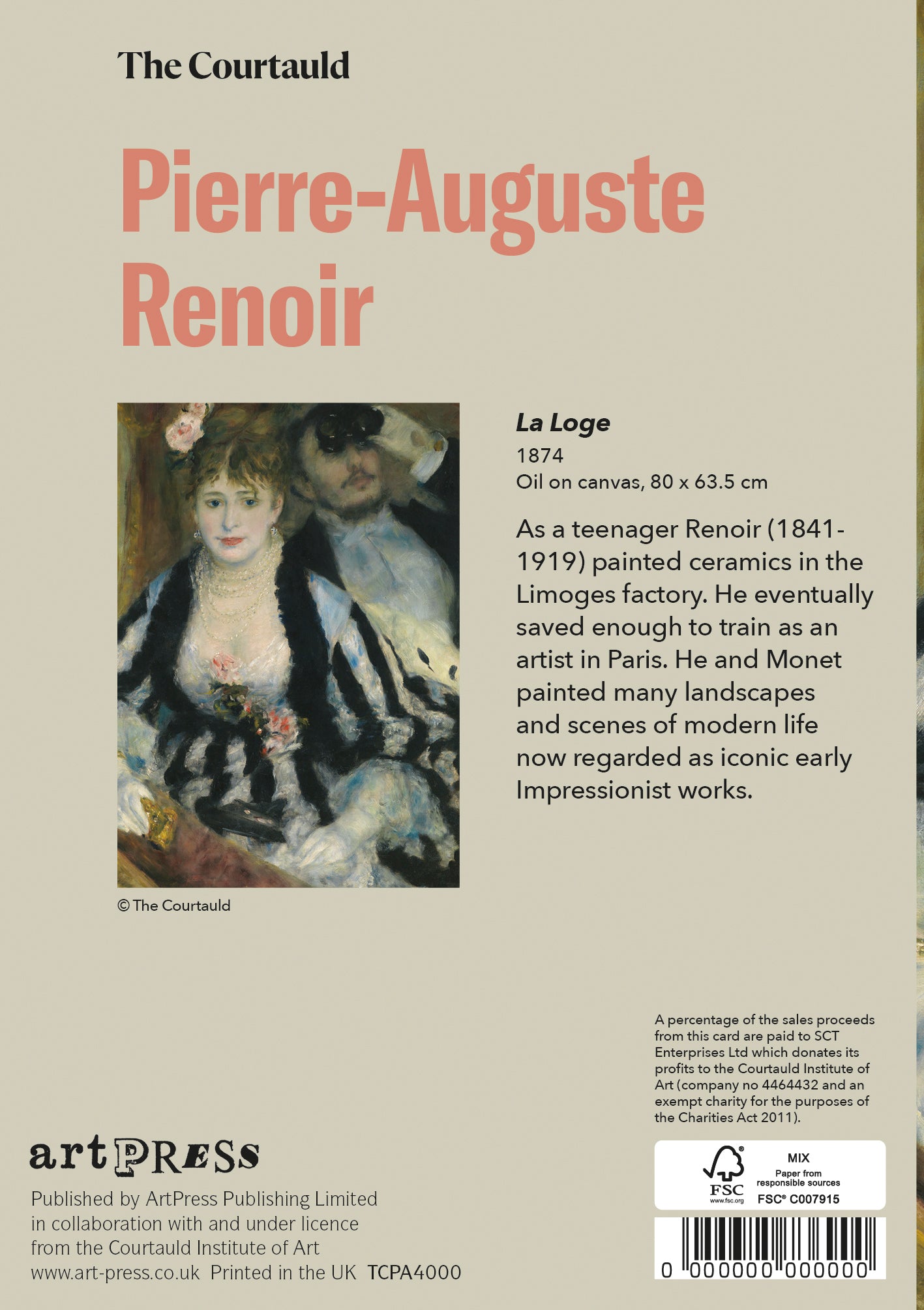 Renoir La Loge Greetings Card