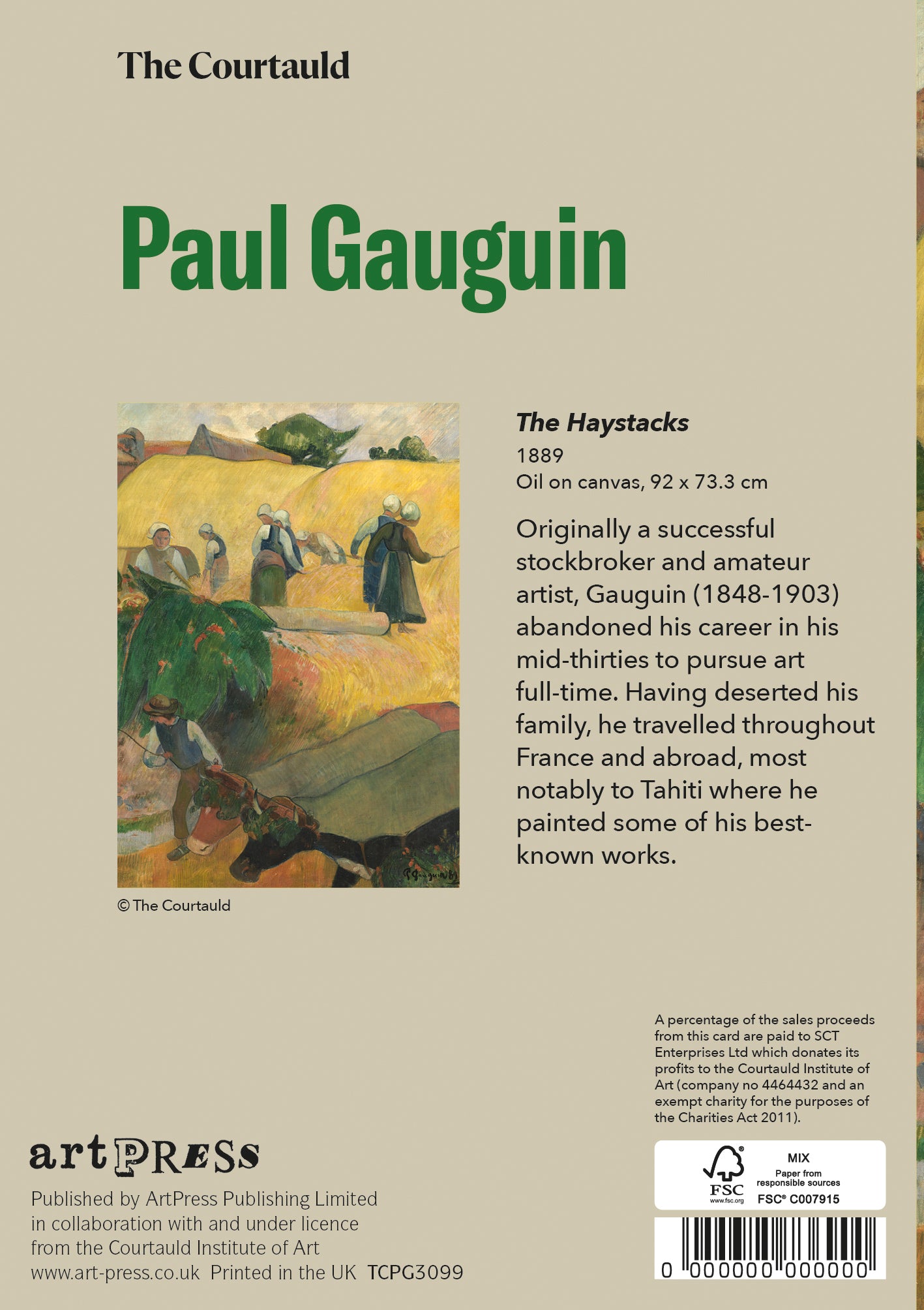 Gauguin Haystacks Greetings Card