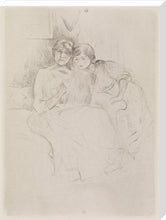 Load image into Gallery viewer, Berthe Morisot Drawing, with Her Daughter, Framed, Oak, Medium
