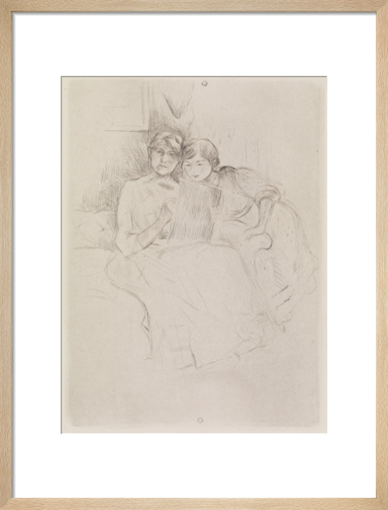 Berthe Morisot Drawing, with Her Daughter, Framed, Oak, Medium