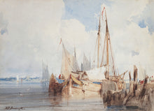 Load image into Gallery viewer, Richard Parkes Bonington, Fishing Boats Moored in an Estuary
